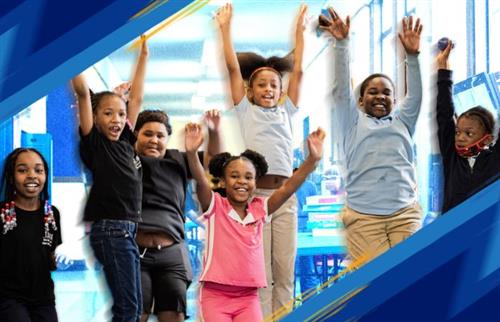  children jumping in the air with arms up